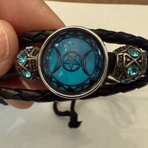 Blue and Silver Triple Moon Bracelet